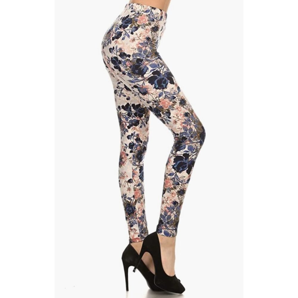 Multicolored Floral Rose Flower Vine Printed‎ Leggings Tights